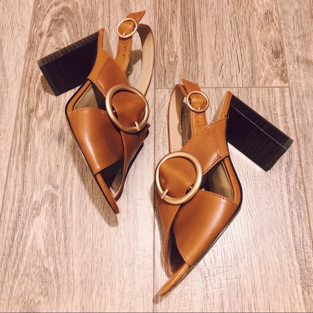 Ann Taylor Cross Front Slingback Chunky Heels